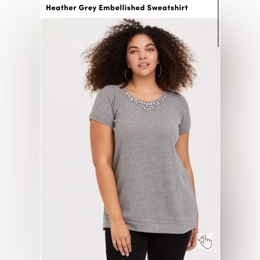 NWT Torrid Heather Grey Embellished Sweatshirt